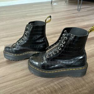 Dr. Martens Black Croc Combat Boots
